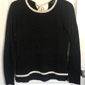 ⭐Ralph Lauren Black Sweater with Cream Trim